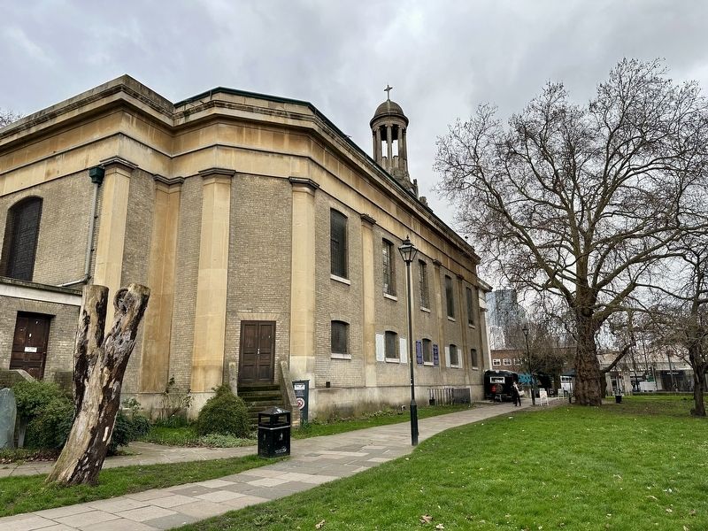 St Mark�s Church Marker - the four panels are mounted to the north side of the church image. Click for full size.