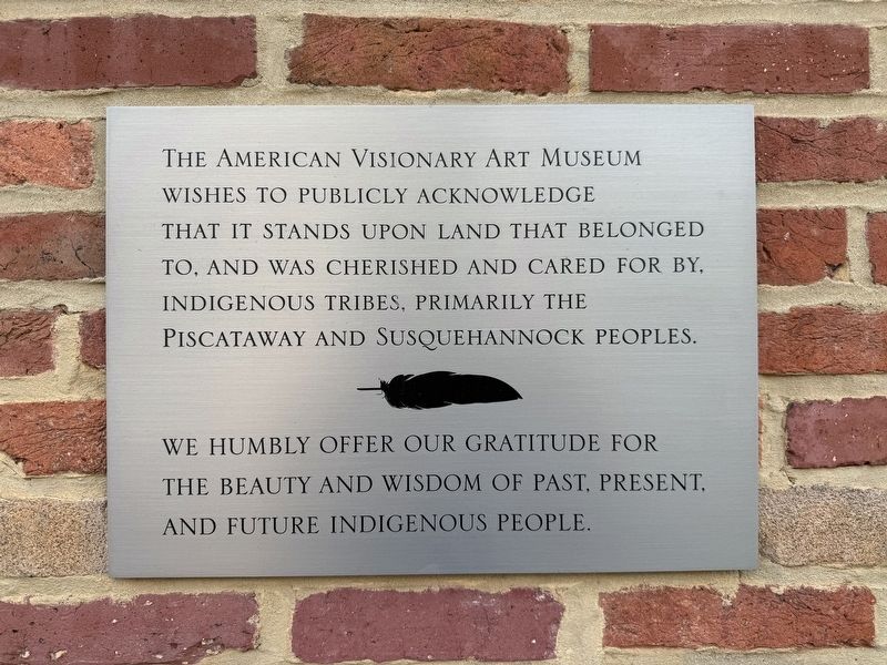 American Visionary Art Museum Land Acknowledgment Marker image. Click for full size.