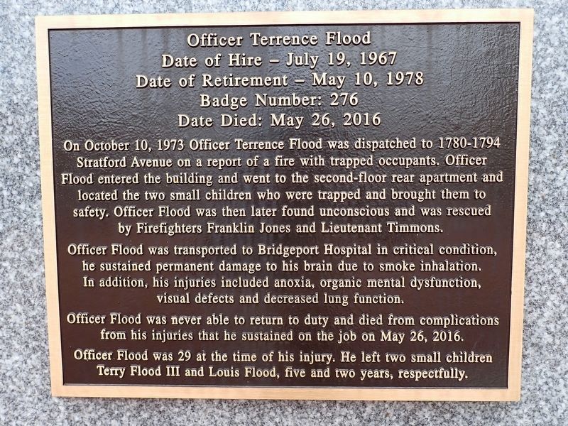 Officer Terrence Flood Marker. Click for full size. Officer Terrence Flood Marker image. Click for full size.