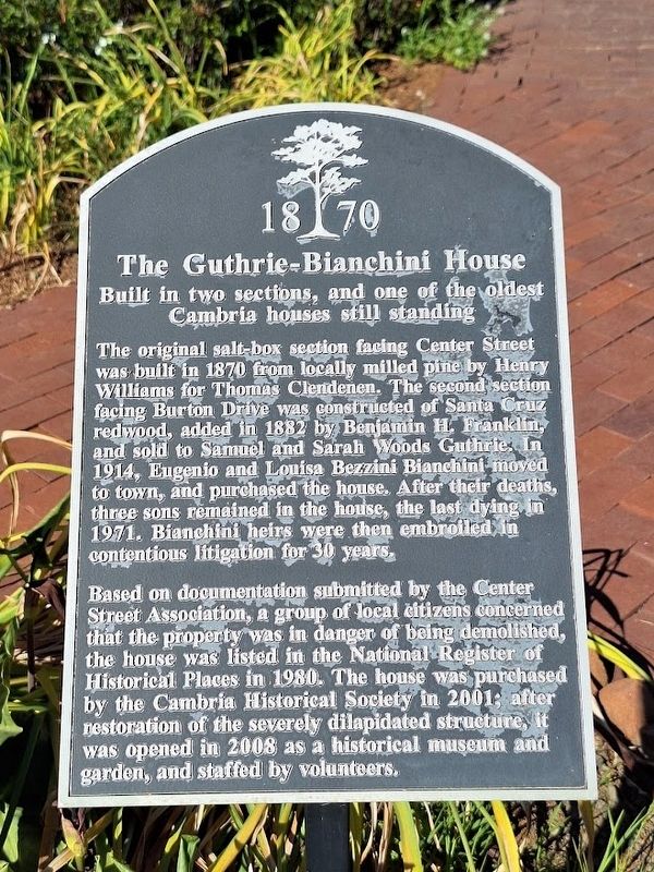 The Guthrie-Bianchini House Marker image. Click for full size.