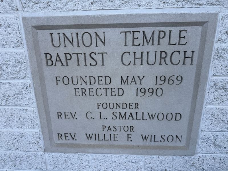 Union Temple Baptist Church Marker image. Click for full size.
