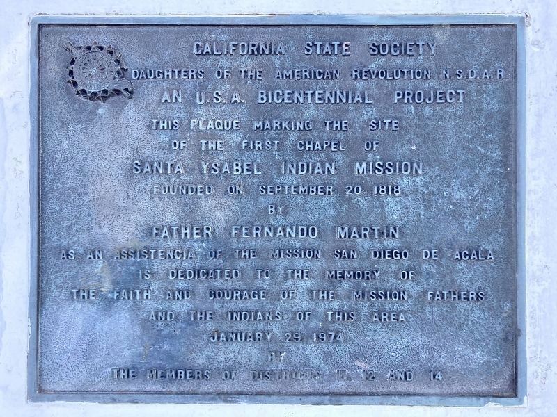 Santa Ysabel Indian Mission Marker image. Click for full size.