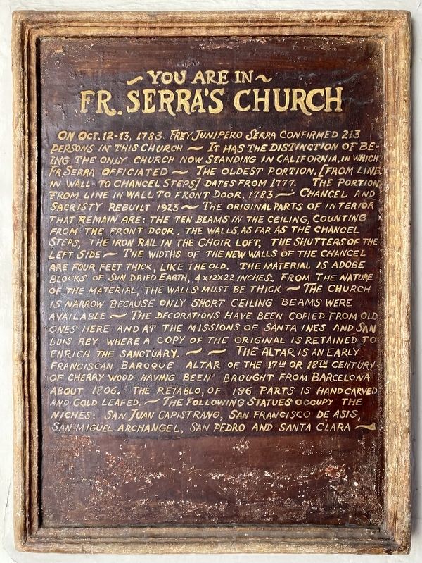 Fr. Serra�s Church Marker image. Click for full size.