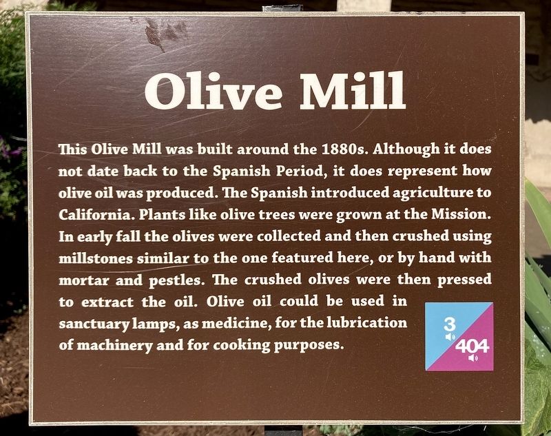 Olive Mill Marker. Click for full size. Olive Mill Marker image. Click for full size.
