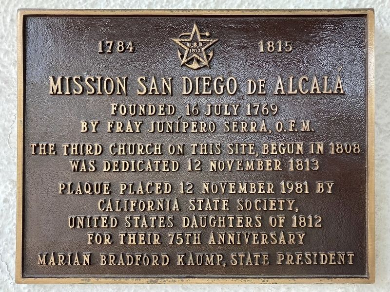 Mission San Diego de Alcala Marker image. Click for full size.