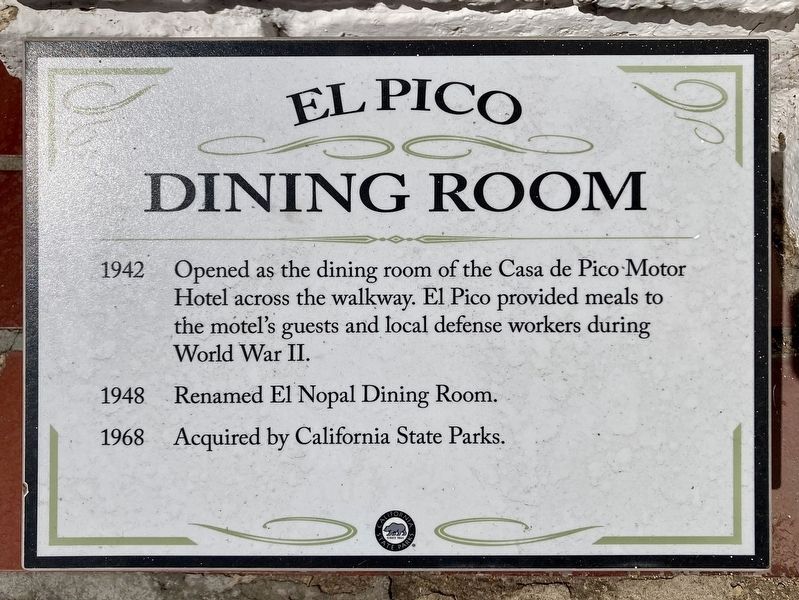 El Pico Dining Room Marker. Click for full size. El Pico Dining Room Marker image. Click for full size.