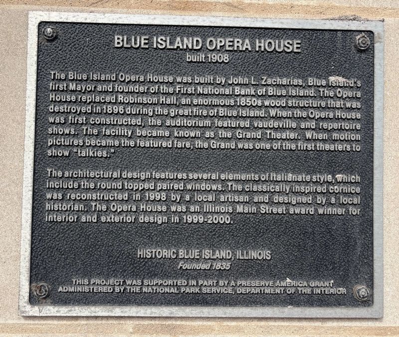 Blue Island Opera House Marker image. Click for full size.