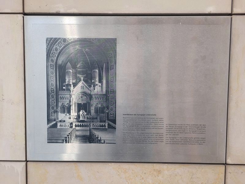 Innenbereich der Synagoge Lindenstra�e / Interior of the Synagogue on Lindenstra�e Marker image. Click for full size.