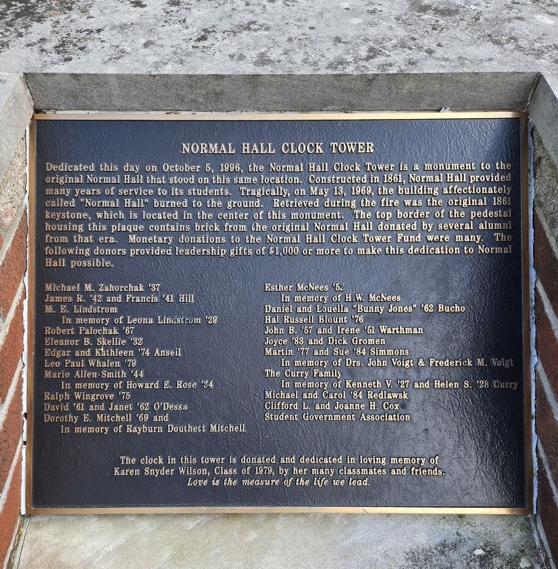Normal Hall Clock Tower Marker. Click for full size. Normal Hall Clock Tower Marker image. Click for full size.