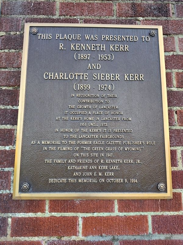 R. Kenneth Kerr (1897 - 1953) and Charlotte Sieber Kerr (1899 - 1974) Marker. Click for full size. R. Kenneth Kerr (1897 - 1953) and Charlotte Sieber Kerr (1899 - 1974) Marker image. Click for full size.