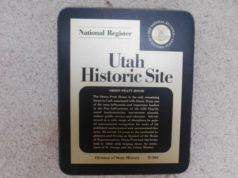 Orson Pratt House Marker image. Click for full size.