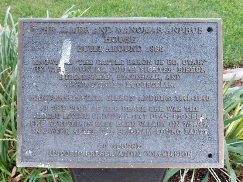The James and Manomas Andrus House Marker image. Click for full size.