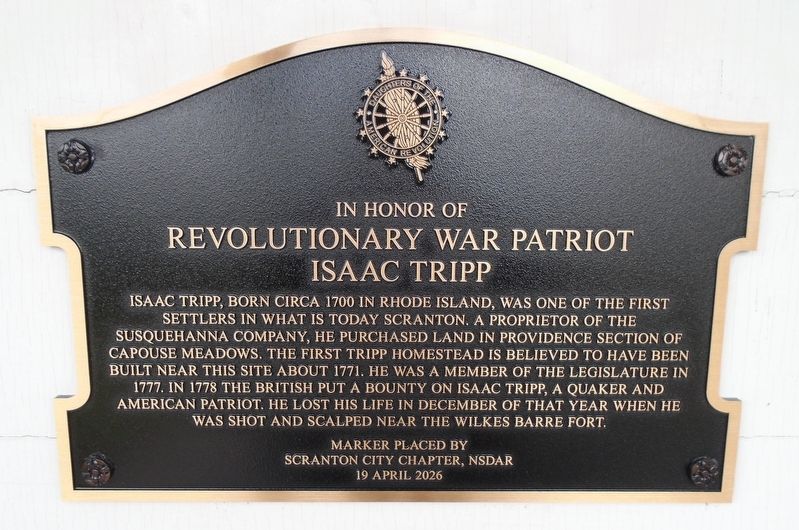Revolutionary War Patriot Isaac Tripp Marker. Click for full size. Revolutionary War Patriot Isaac Tripp Marker image. Click for full size.