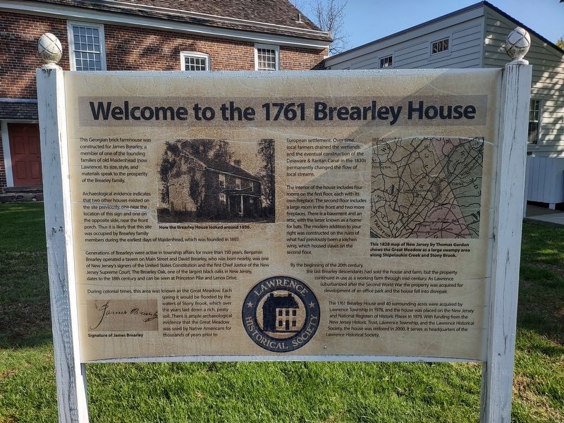 Welcome to the 1761 Brearley House Marker. Click for full size. Welcome to the 1761 Brearley House Marker image. Click for full size.