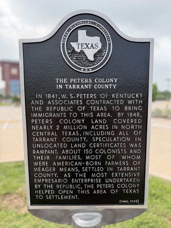 The Peters Colony in Tarrant County Marker image. Click for full size.