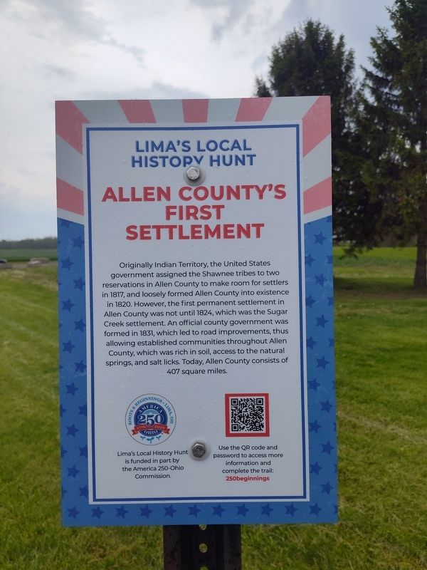 Allen County's First Settlement Marker image. Click for full size.