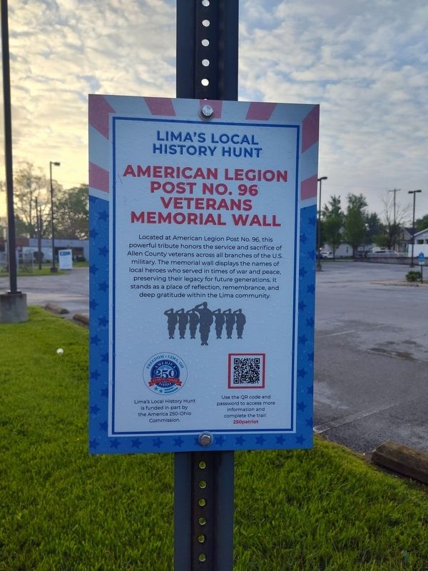 American Legion Post No. 96 Veterans Memorial Wall Marker. Click for full size. American Legion Post No. 96 Veterans Memorial Wall Marker image. Click for full size.