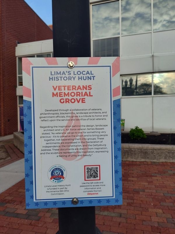 Veterans Memorial Grove Marker. Click for full size. Veterans Memorial Grove Marker image. Click for full size.