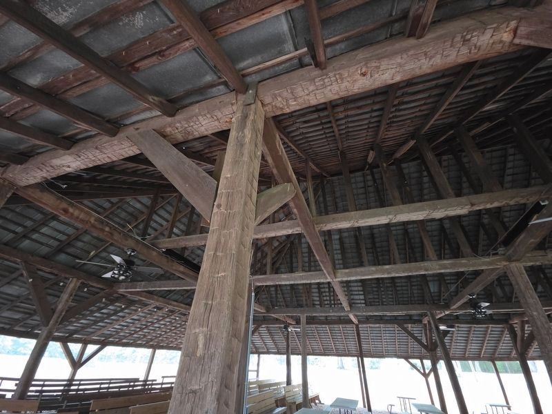 Bethel Church Arbor roofing with mortise and tenon joint and wooden pegs. Click for full size. Bethel Church Arbor roofing with mortise and tenon joint and wooden pegs image. Click for full size.