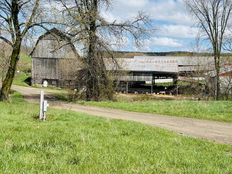 Indian Cabin Marker - Barn To The Right Of The Marker image. Click for full size.