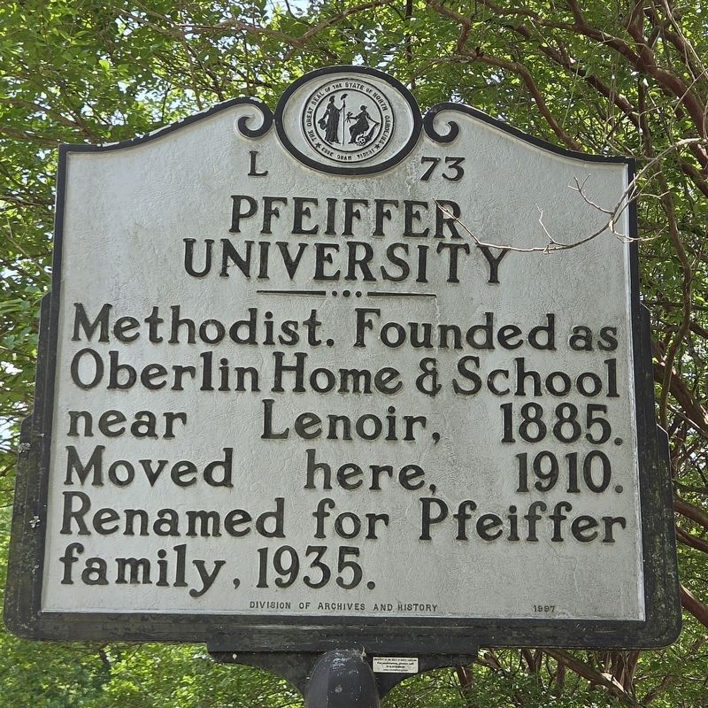 Pfeiffer University Marker. Click for full size. Pfeiffer University Marker image. Click for full size.
