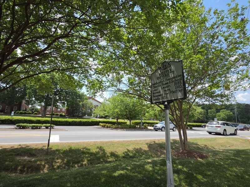 Pfeiffer University Marker across US Hwy 52 from Stokes Student Center. Click for full size. Pfeiffer University Marker across US Hwy 52 from Stokes Student Center image. Click for full size.