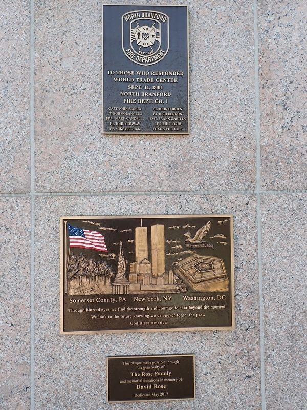 North Branford Fire Department 9/11 Memorial. Click for full size. North Branford Fire Department 9/11 Memorial image. Click for full size.