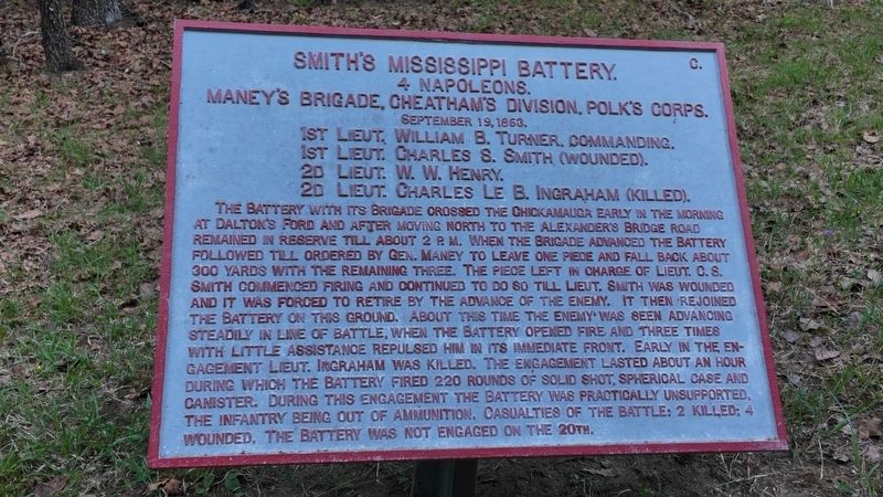 Smith's Mississippi Battery Marker image. Click for full size.