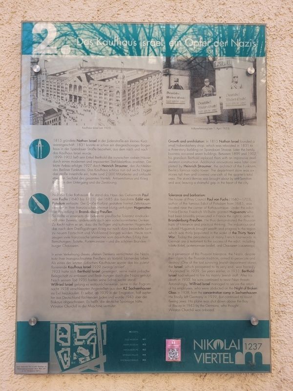 Das Kaufhaus Israel, ein Opfer der Nazis / The Israel Department Store, a Victim of the Nazis Marker image. Click for full size.