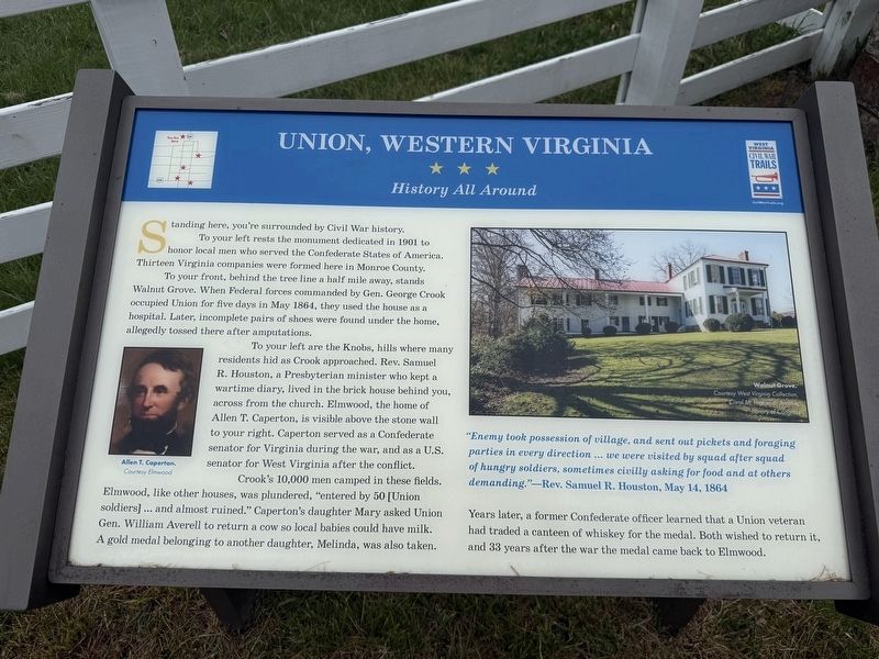 Union, West Virginia Marker. Click for full size. Union, West Virginia Marker image. Click for full size.