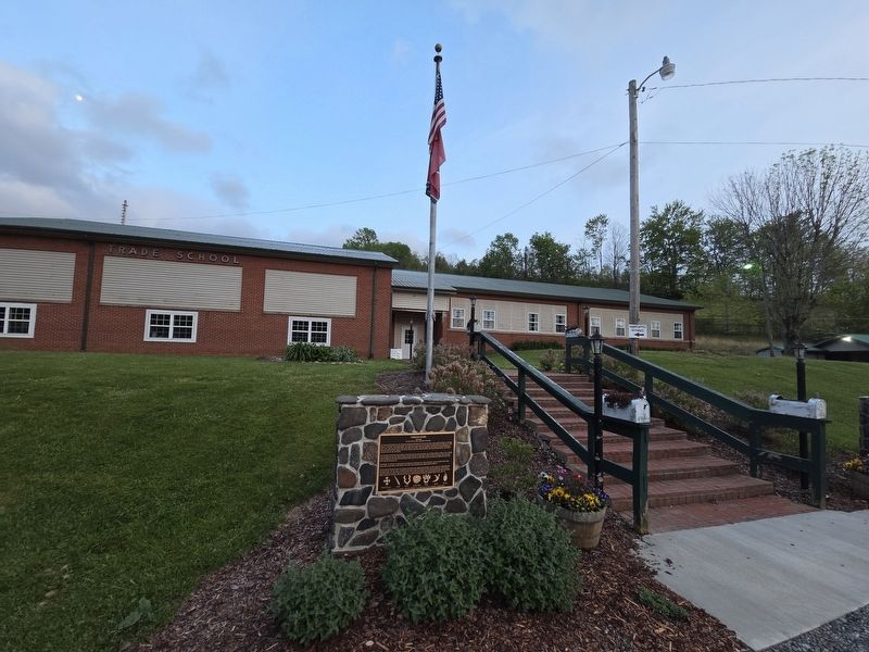 Indigenous People Marker at the steps to Trade Elementary School image. Click for full size.