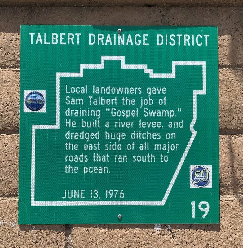 Talbert Drainage District Marker. Click for full size. Talbert Drainage District Marker image. Click for full size.