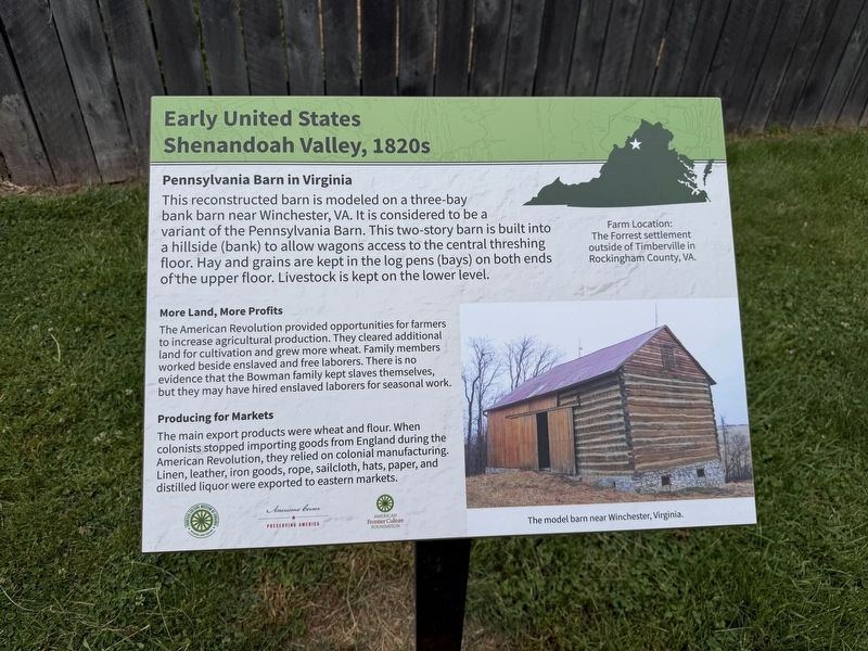 Shenandoah Valley, 1820s Marker image. Click for full size.