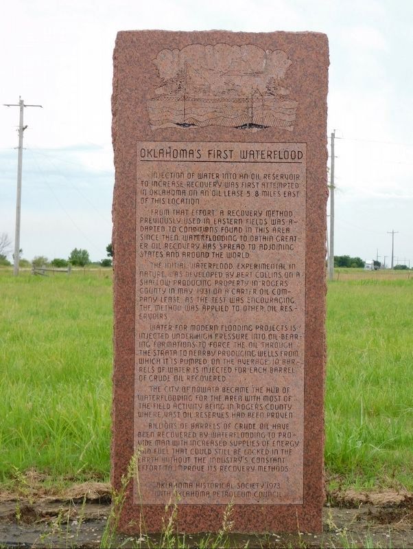 Oklahoma's First Waterflood Marker. Click for full size. Oklahoma's First Waterflood Marker image. Click for full size.