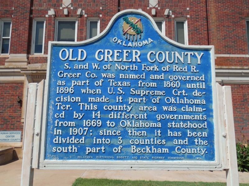 Old Greer County Marker. Click for full size. Old Greer County Marker image. Click for full size.