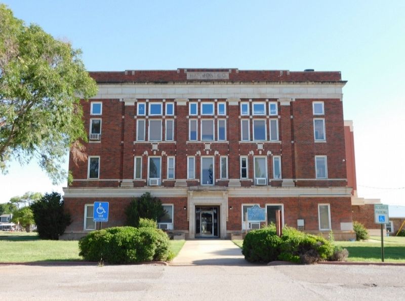 Old Greer County Marker on Harmon County courthouse lawn. Click for full size. Old Greer County Marker on Harmon County courthouse lawn image. Click for full size.