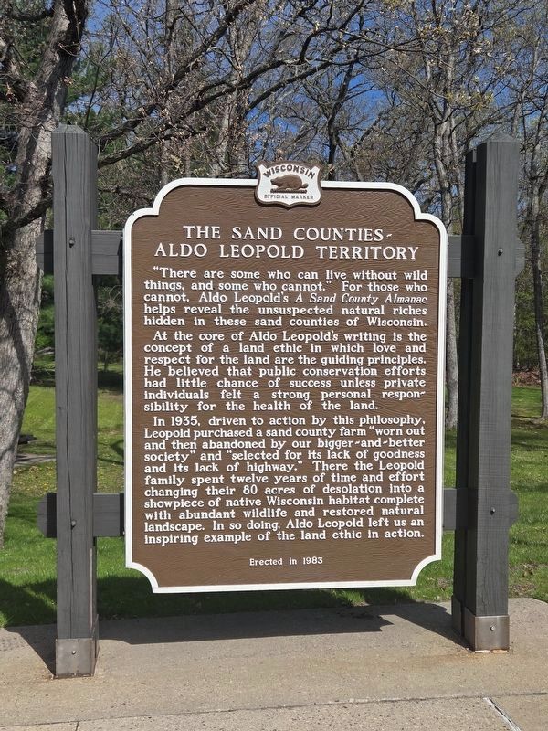 The Sand Counties Aldo Leopold Territory Marker. Click for full size. The Sand Counties Aldo Leopold Territory Marker image. Click for full size.