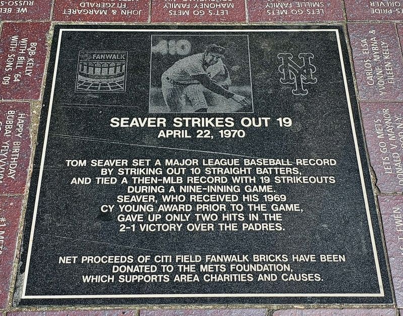 Seaver Strikes Out 19 Marker. Click for full size. Seaver Strikes Out 19 Marker image. Click for full size.