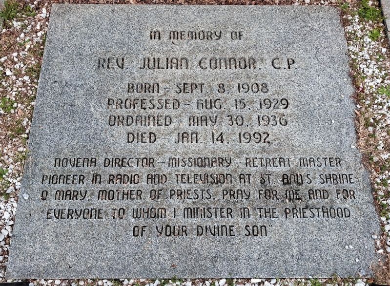 Rev. Julian Connor, C.P. Marker image. Click for full size.