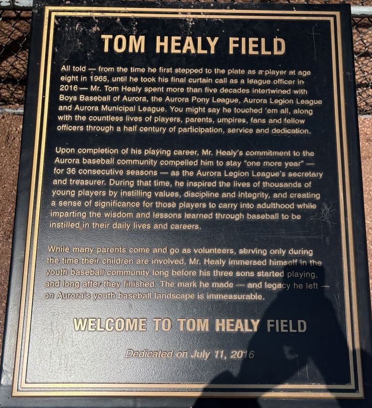 Tom Healy Field Marker. Click for full size. Tom Healy Field Marker image. Click for full size.