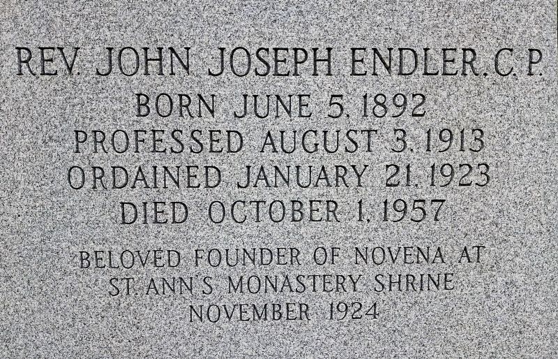 Rev. John Joseph Endler, C.P. Marker image. Click for full size.