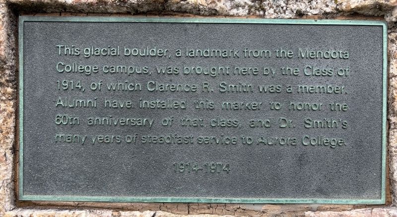 Glacial Boulder from Mendota College Marker. Click for full size. Glacial Boulder from Mendota College Marker image. Click for full size.