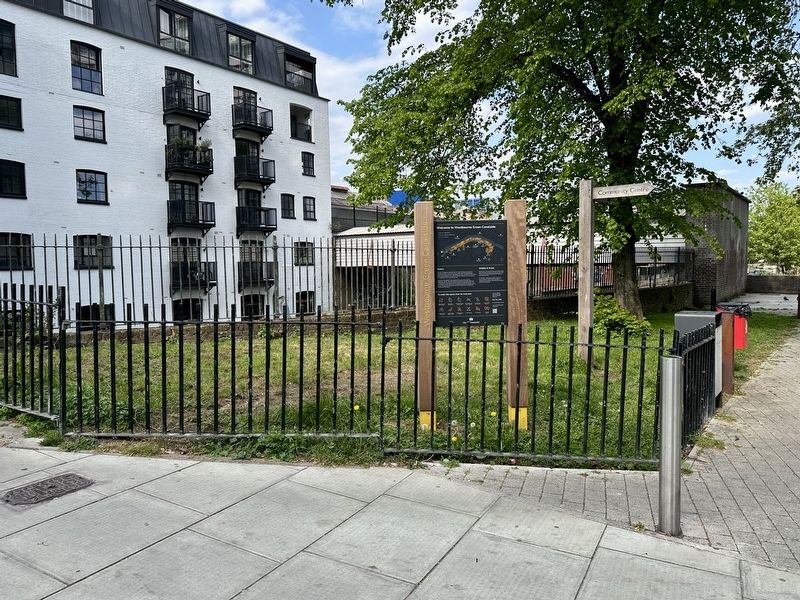 Westbourne Green Canalside Marker - wide view. Click for full size. Westbourne Green Canalside Marker - wide view image. Click for full size.