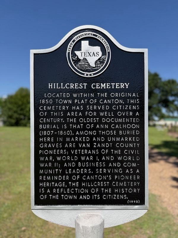 Hillcrest Cemetery Marker. Click for full size. Hillcrest Cemetery Marker image. Click for full size.