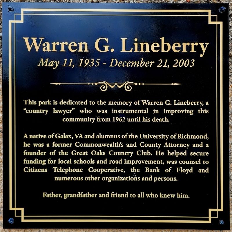 Warren G. Lineberry Marker image. Click for full size.