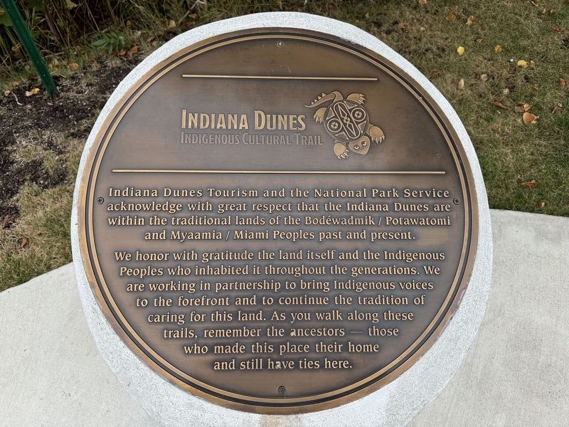Indiana Dunes Indigenous Cultural Trail Marker. Click for full size. Indiana Dunes Indigenous Cultural Trail Marker image. Click for full size.
