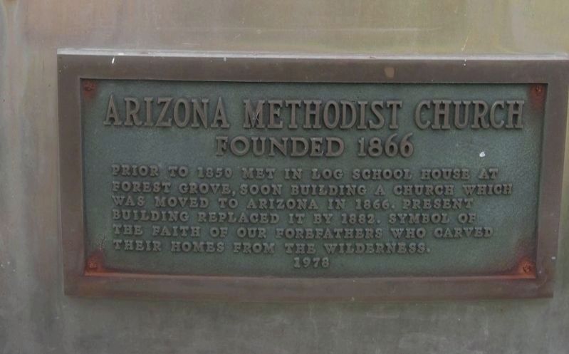 Arizona Methodist Church Marker image. Click for full size.