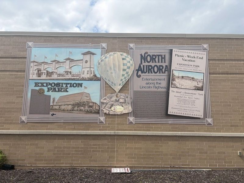Two Lincoln Highway murals at the North Aurora Police Department building. Click for full size. Two Lincoln Highway murals at the North Aurora Police Department building image. Click for full size.