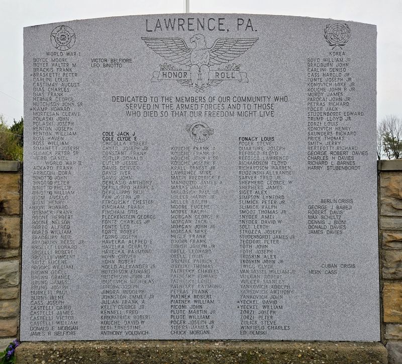 Lawrence, Pa. Honor Roll Marker. Click for full size. Lawrence, Pa. Honor Roll Marker image. Click for full size.