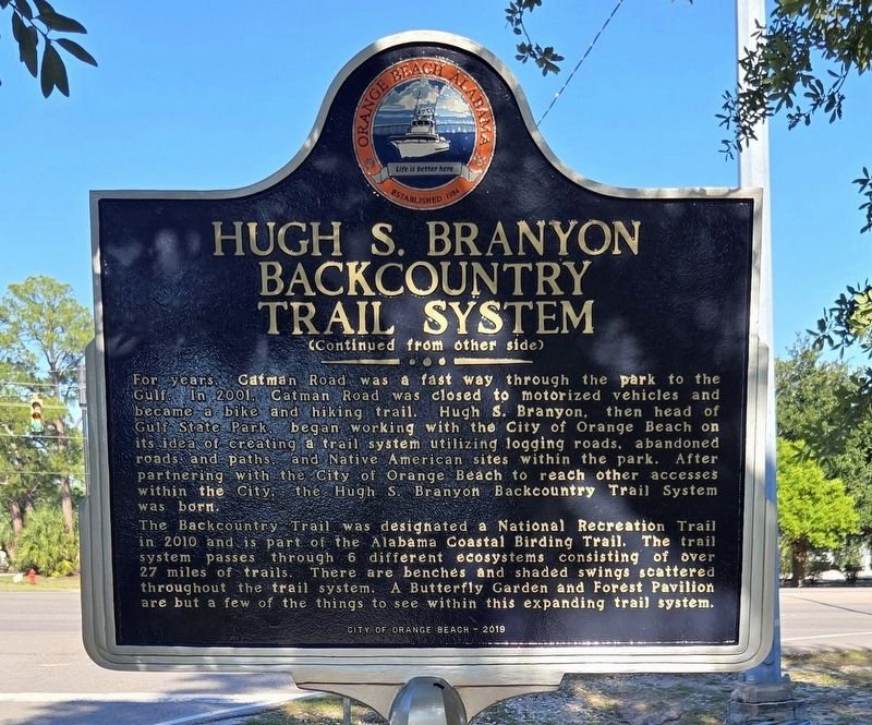 Hugh S. Branyon Backcountry Trail System Marker, side 2 image. Click for full size.